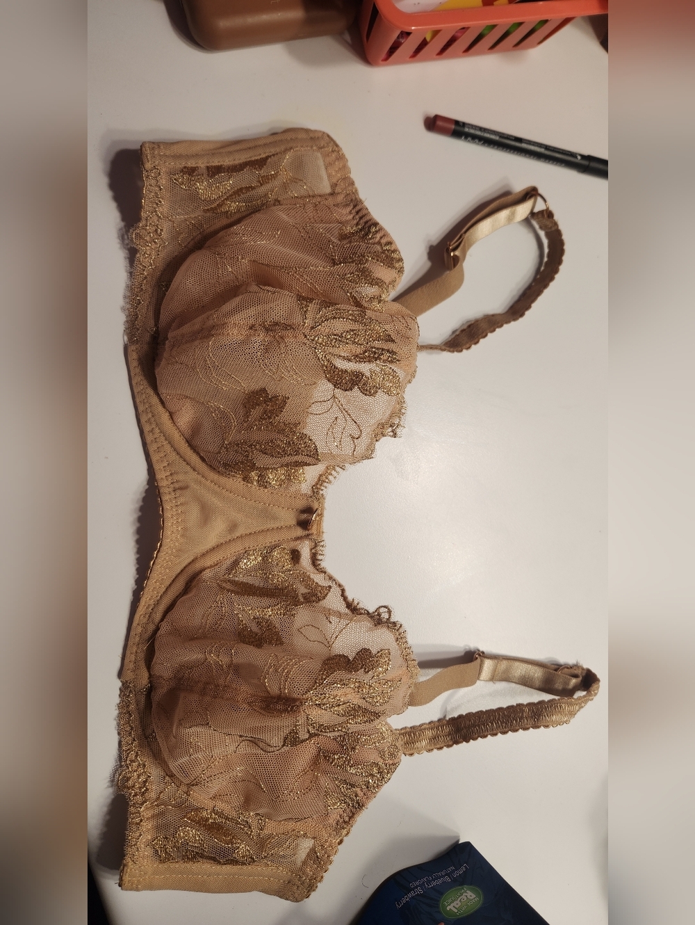 Beige/Tan Sheer lace bra Sofia Intimates